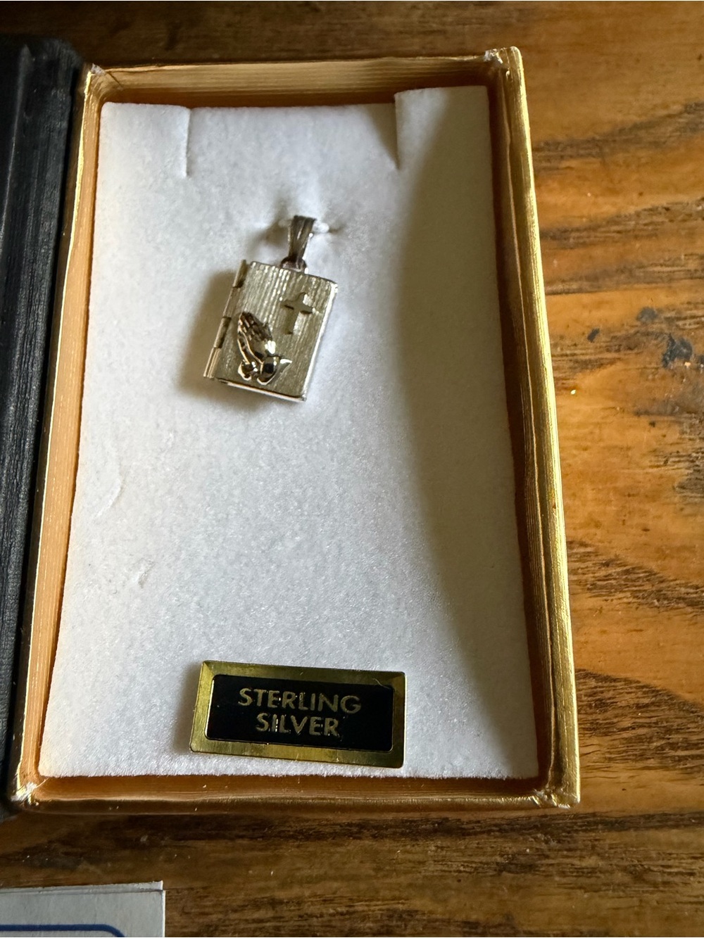 Tru-Kay Sterling Silver Religious Book Pendant - Silver-Vintage